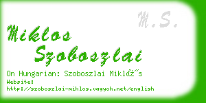 miklos szoboszlai business card